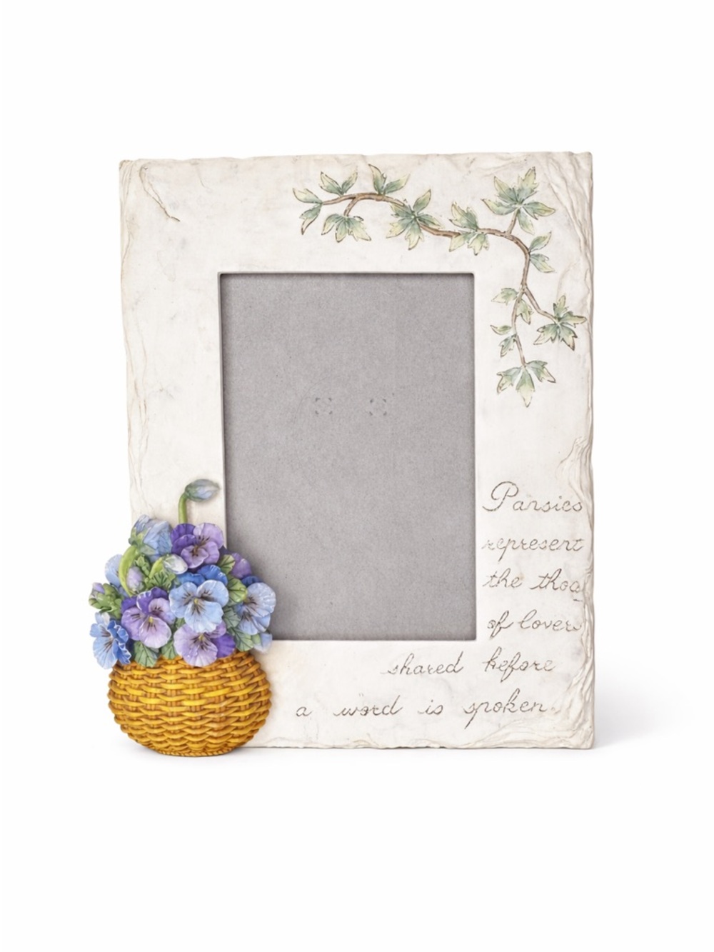 Floral Pansies Decorative Picture Frame - Cream - Picture 2 of 5